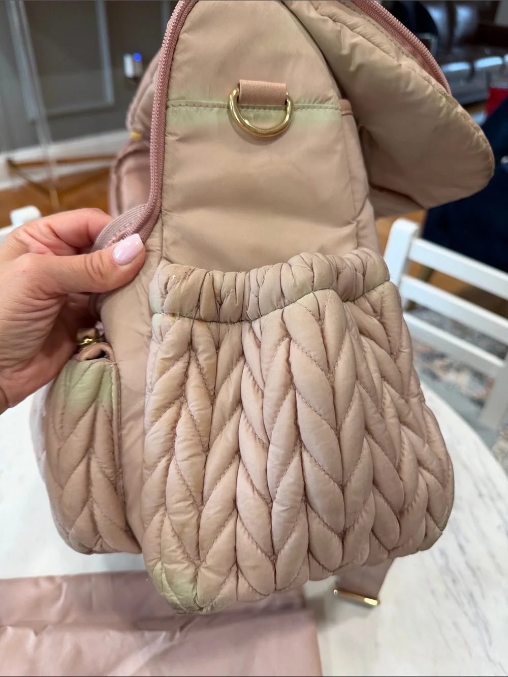 Happ baby quilted dusty rose diaper bag